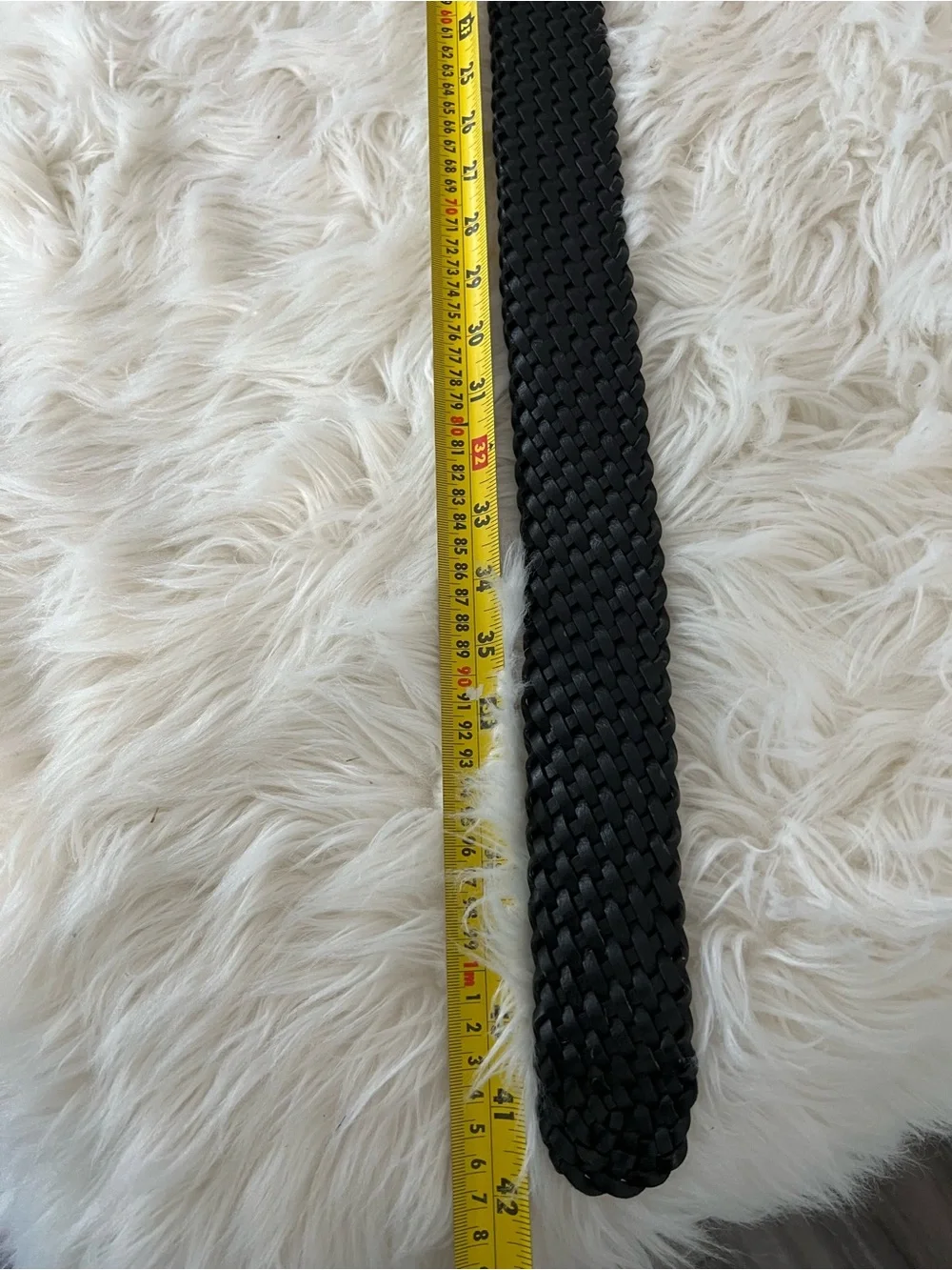 Michael Kors Black Woven Leather Belt with Silver Logo Charms Size Medium